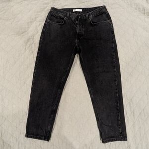 Zara slouchy tapered black jeans